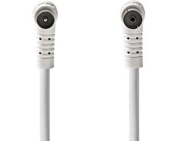 Nedis Coaxkabel - IEC (Coax) Male - IEC (Coax) Female - Vernikkeld - 120 dB - 75 Ohm - Viervoudig Afgeschermd - 10.0 m - Rond - PVC - Wit - Label