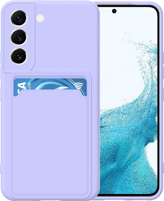LuxeBass Hoesje geschikt voor Samsung S22+ - Siliconen hoesje - Paars - Pasjeshouder- telefoonhoesjes - gsm hoesje - telefoonhoes - telefoonhoes - gsm hoes - telefoonhoesje