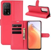 LuxeBass Hoesje geschikt voor Xiaomi Mi 10T Pro - Boekhoesje met kaartvakken - Rood gsm hoesje - telefoonhoes - telefoonhoesjes