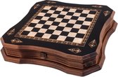 Échiquier en bois fait à la main avec système de rangement - Pièces d'échecs en métal - Édition de Luxe - Jeu d'échecs - Jeu d'échecs - Echecs - Chess - 40 x 40 cm