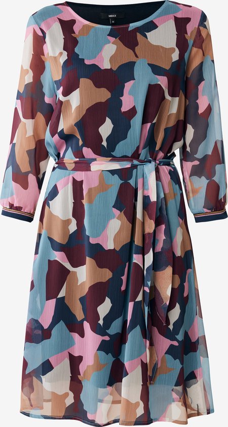 Printed Jurk With Elastic Cuffs Dames - Multicolor - Maat S