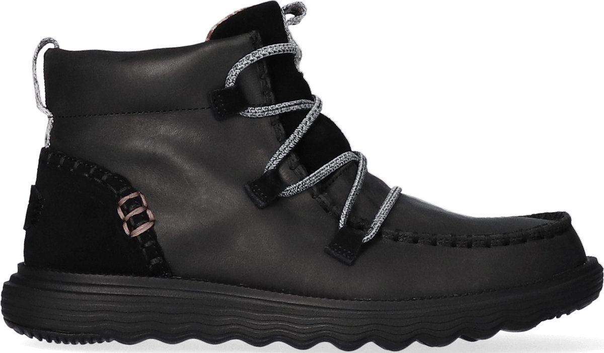 HEYDUDE Reyes Leather Dames Boots Zwart