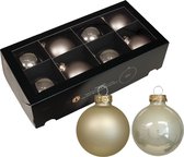 Othmar Decorations kerstballen 8x - licht champagne -glas - 8 cm