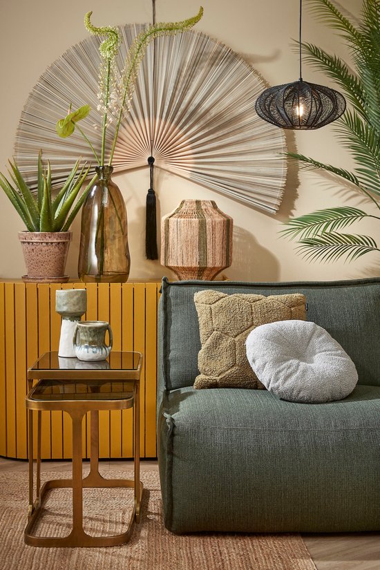 Lampada Da Terra Kais | Metallica Con Paralume In Misto Cotone | H 52 Cm | Design Compatto - 5