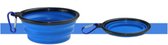 Voerbak - Hondenbak Opvouwbaar siliconen met karabijnhaak 400 ml, 13x5,5x9 cm Blauw - Opbouwbare Drinkbak Hond