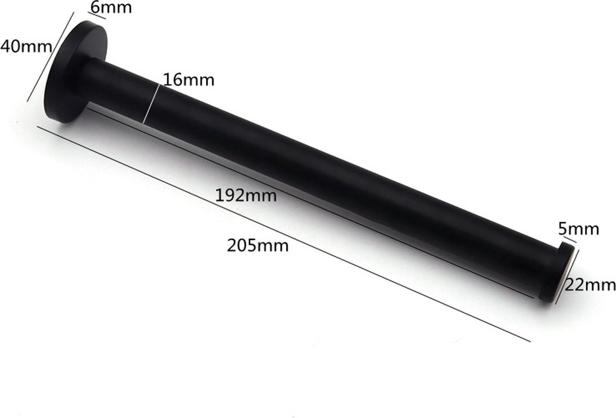 Kledingstang voor aan de Muur 20cm Zwart