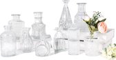 Kleine glazen vazen ​​​​voor tafeldecoratie, mini-vazen, set van 10 stuks, glazen vazen, bloemenvaas, moderne tafelvazen, bruiloft, kleine vaas, decoratieve glazen voor droogbloemen, glazen flessen,