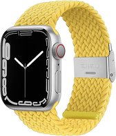 Braided Nylon Geel band - Geschikt voor Apple Watch 42mm - 44mm - 45mm - 49mm - Verstelbare stretchy elastische gevlochten smartwatchband met gesp - Voor iWatch Series Ultra/8/7/6/SE/5/4/3/2/1 grote modellen