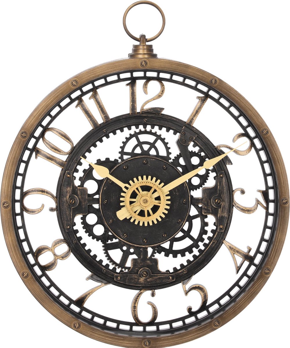 Wandklok Industrial goud ø 27 cm