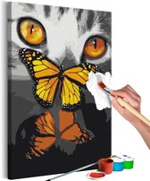 Doe-het-zelf op canvas schilderen - Kitten and Butterfly.