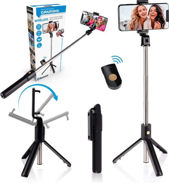 Grundig Selfie Stick en Tripod Tripod voor Smartphone met Bluetooth