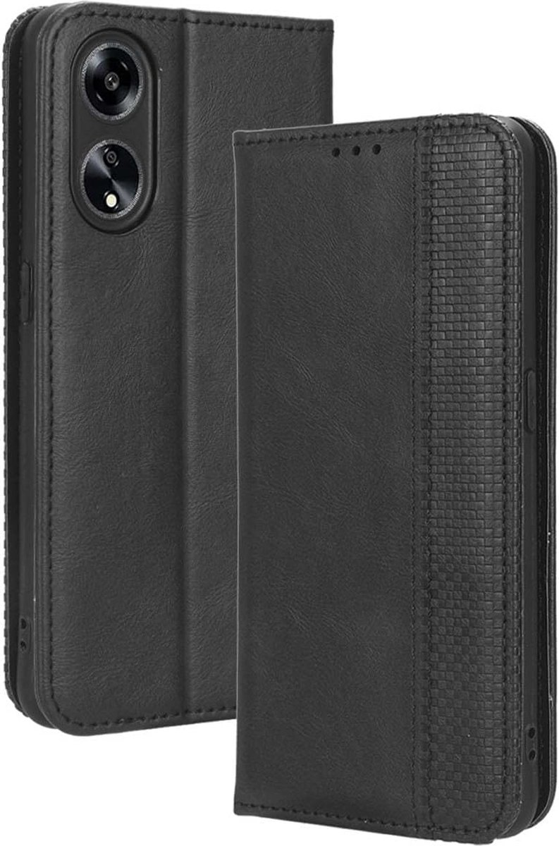 Geschikt voor Oppo A98 5G Lederen flip portemonnee hoesje - Zwart