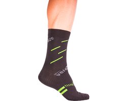 veloToze Cycling Sock - Active Compression Black/Viz-Yellow - Large/XL - Sokken