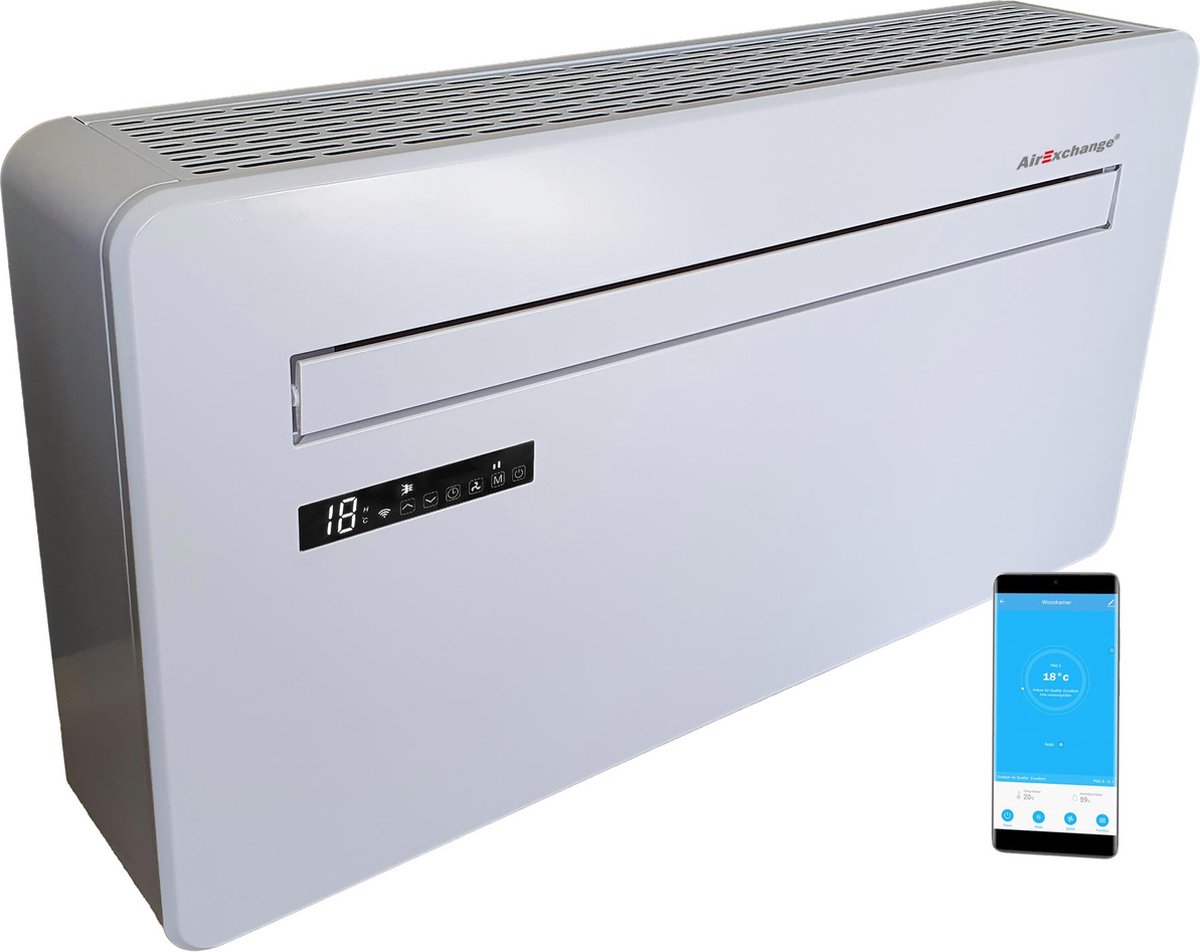 AirExchange Elements 12-R Monoblock Warmtepomp Airconditioning Wit | Energiezuinig koelen, verwarmen, ontvochtigen en reinigen | 80m² (12.000btu)
