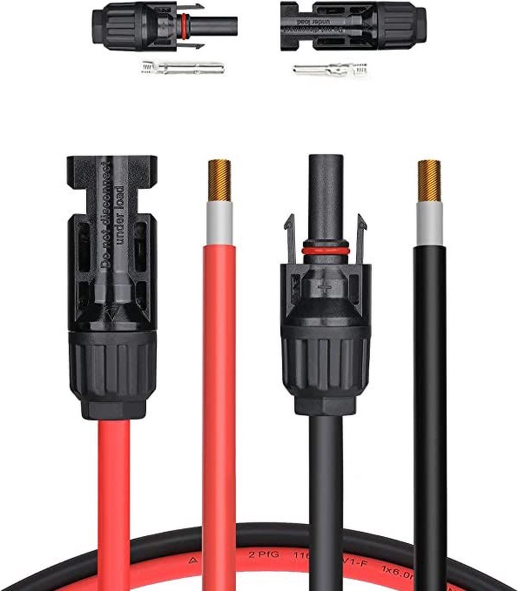 Câble De Rallonge Pour Panneau Solaire Avec Connecteur Mc4 Rouge + Noir Jeu  De 2 Pièces, 3M