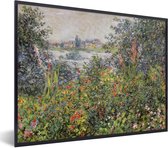 Fotolijst incl. Poster - Bloemen bij Vetheuil - Schilderij van Claude Monet - 40x30 cm - Posterlijst