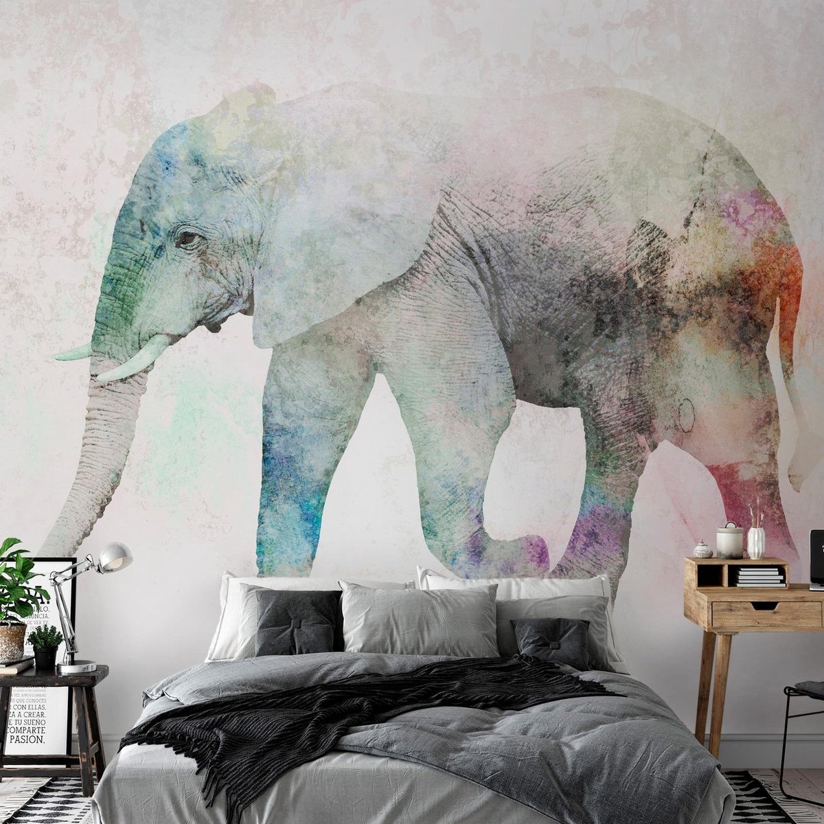 Zelfklevend fotobehang - Painted Elephant 245x175