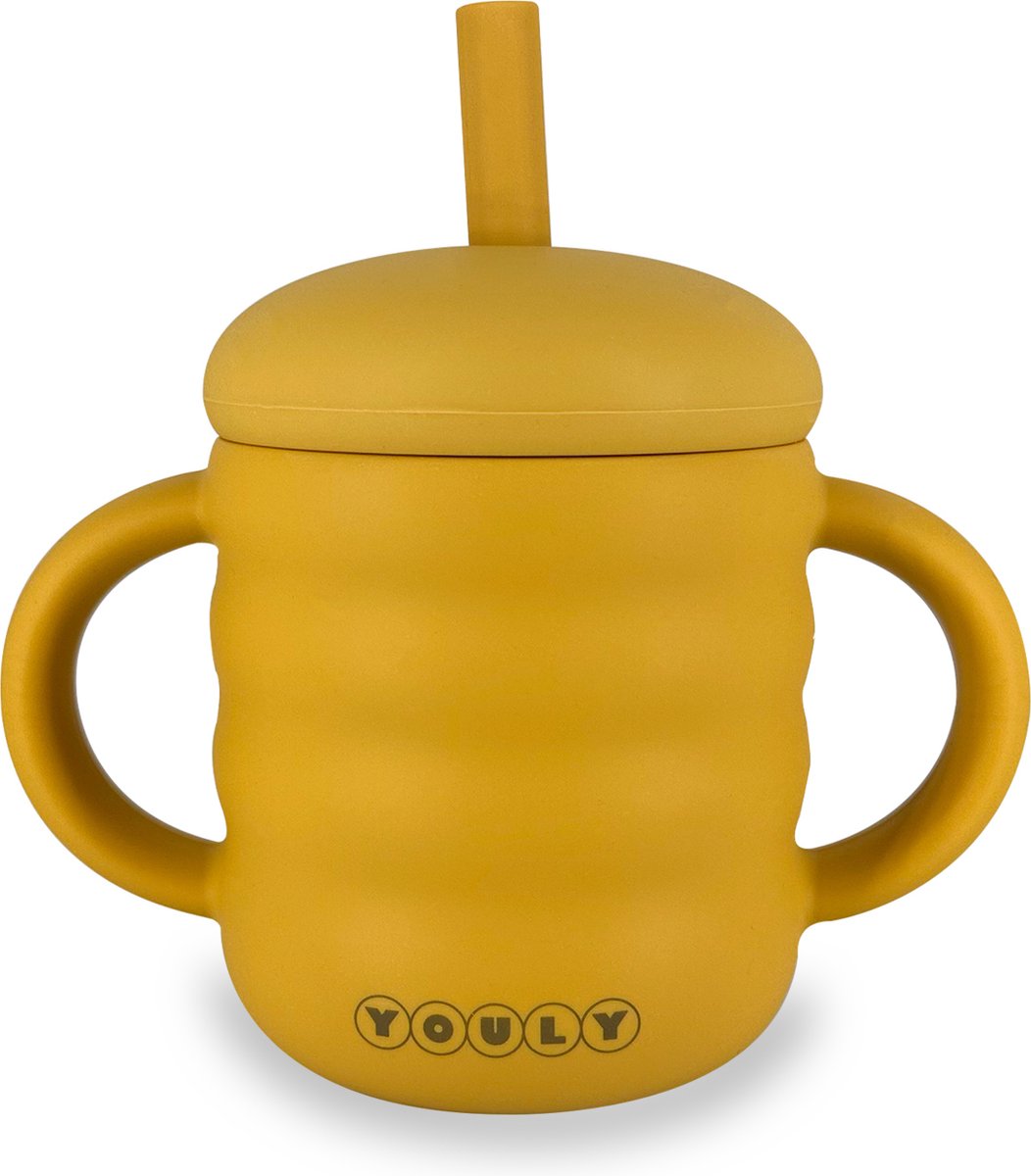Goedkoopste Youly® Bubble Rietjesbeker – Anti-Lek Drinkbeker – Siliconen Drinkbeker voor Kinderen – BPA-vrij – Antislip – Vaatwasserbestendig – Geel – 160 ml