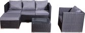Concept-U - 6 -Seater Garden meubels in zwart en grijs gevlochten hars NEVALA
