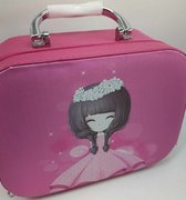 Diamond painting - Luxe Stockage koffer - opbergkoffer - 24 potjes - roze met meisje