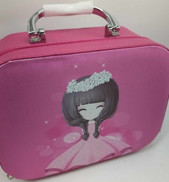 Aelike Haaknaald Case - Dubbel compartiment Rits Opbergtas voor Reizen, roze, 18x14x3.5cm/7.08x5.51x1.37inch, Compact