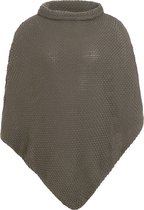 Knit Factory Coco Poncho tricoté - Avec col rond - Cappuccino - Taille unique - Avec épingle décorative