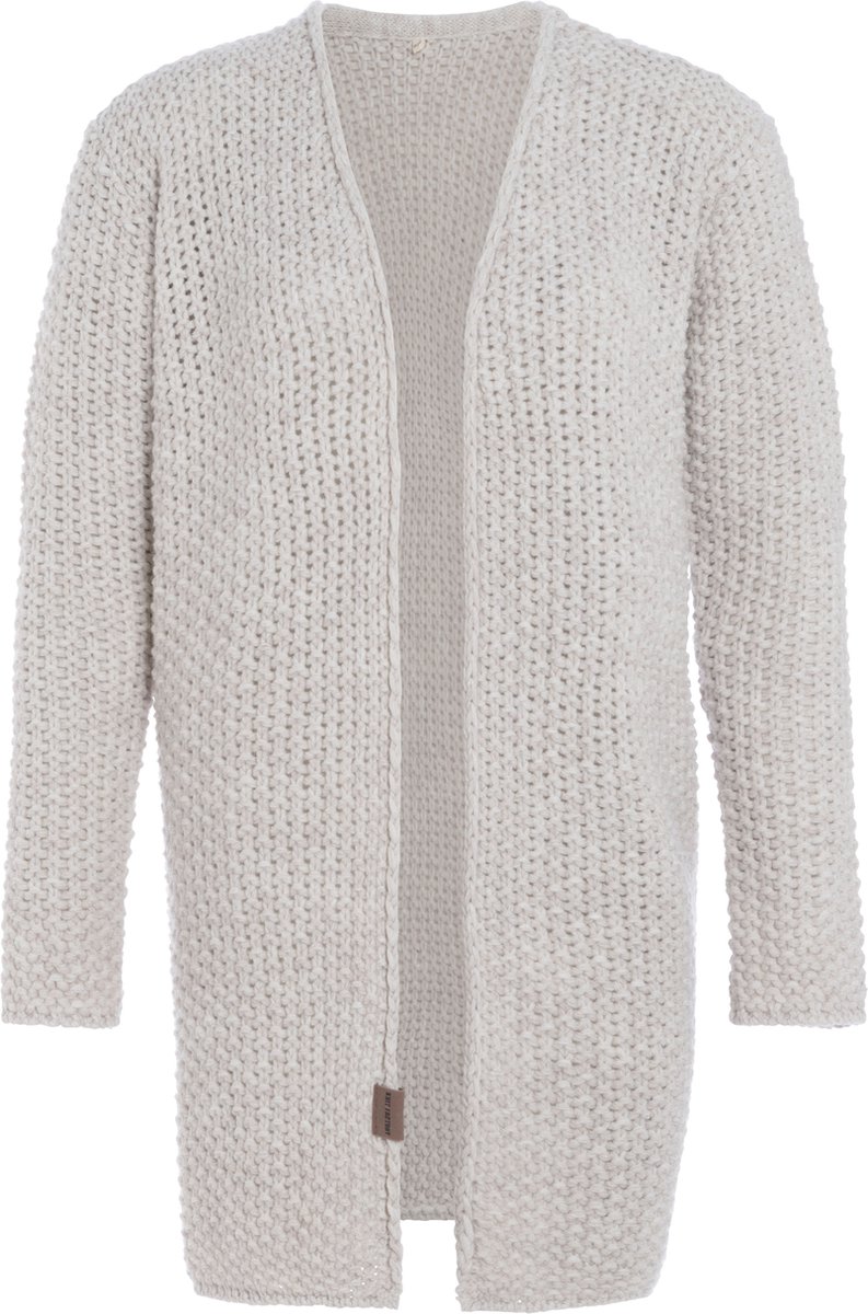 Knit Factory Carry Gebreid Dames Vest - Grof gebreid dames vest - Beige cardigan - Damesvest gemaak uit 30% wol en 70% acryl - Beige - 36/38