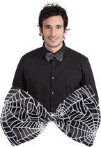 Zwarte verkleed vlinderstrik spinnenweb 14 cm - Das/strik - Carnaval/feest/verkleedaccessoires voor volwassenen