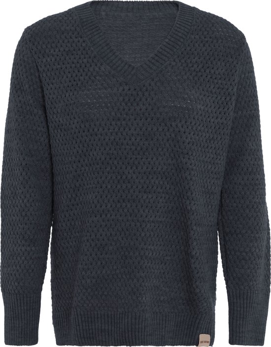 Knit Factory Ilse Knit V-neck Sweater - Pull pour femme en laine - Anthracite - 36/38