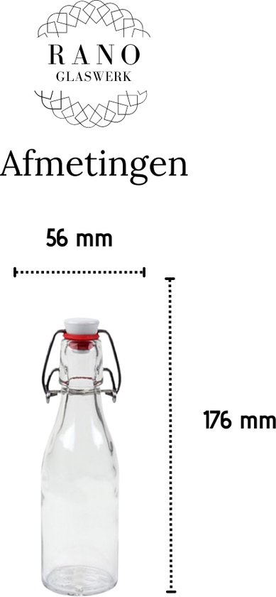 RANO - 24x beugelfles 200ml | porseleinen dop | Luchtdicht | fles met beugelsluiting | beugelflessen | weckfles | inmaakfles | sapfles | glazen flesjes met dop | decoratie