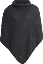 Poncho en tricot Coco Knit Factory - Avec col rond - Anthracite - Taille unique - Y compris épingle décorative