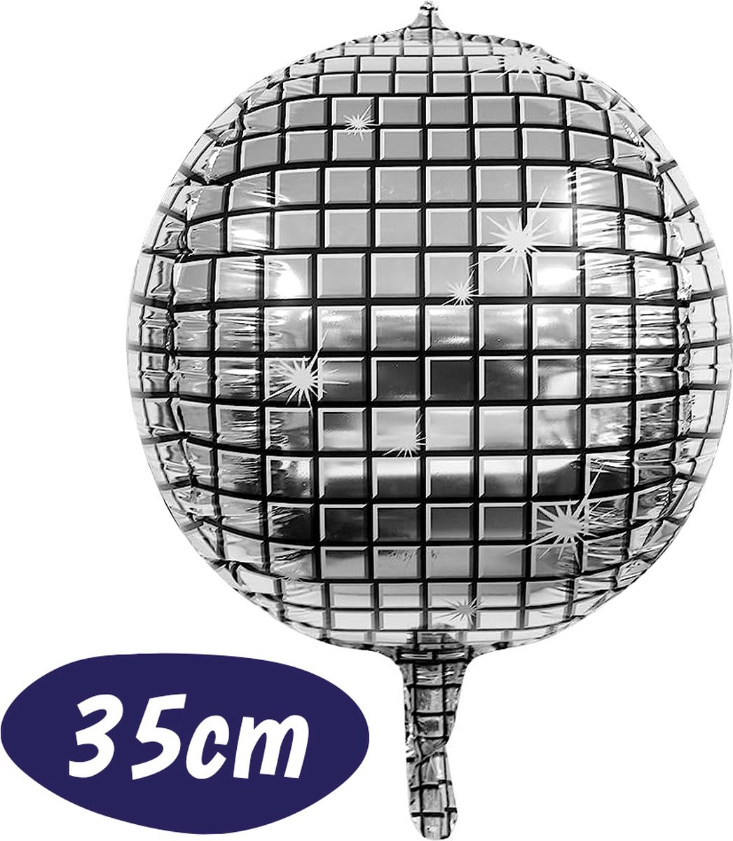 Boule disco Ballon aluminium - 35cm - 1 pièce - Incl. Paille