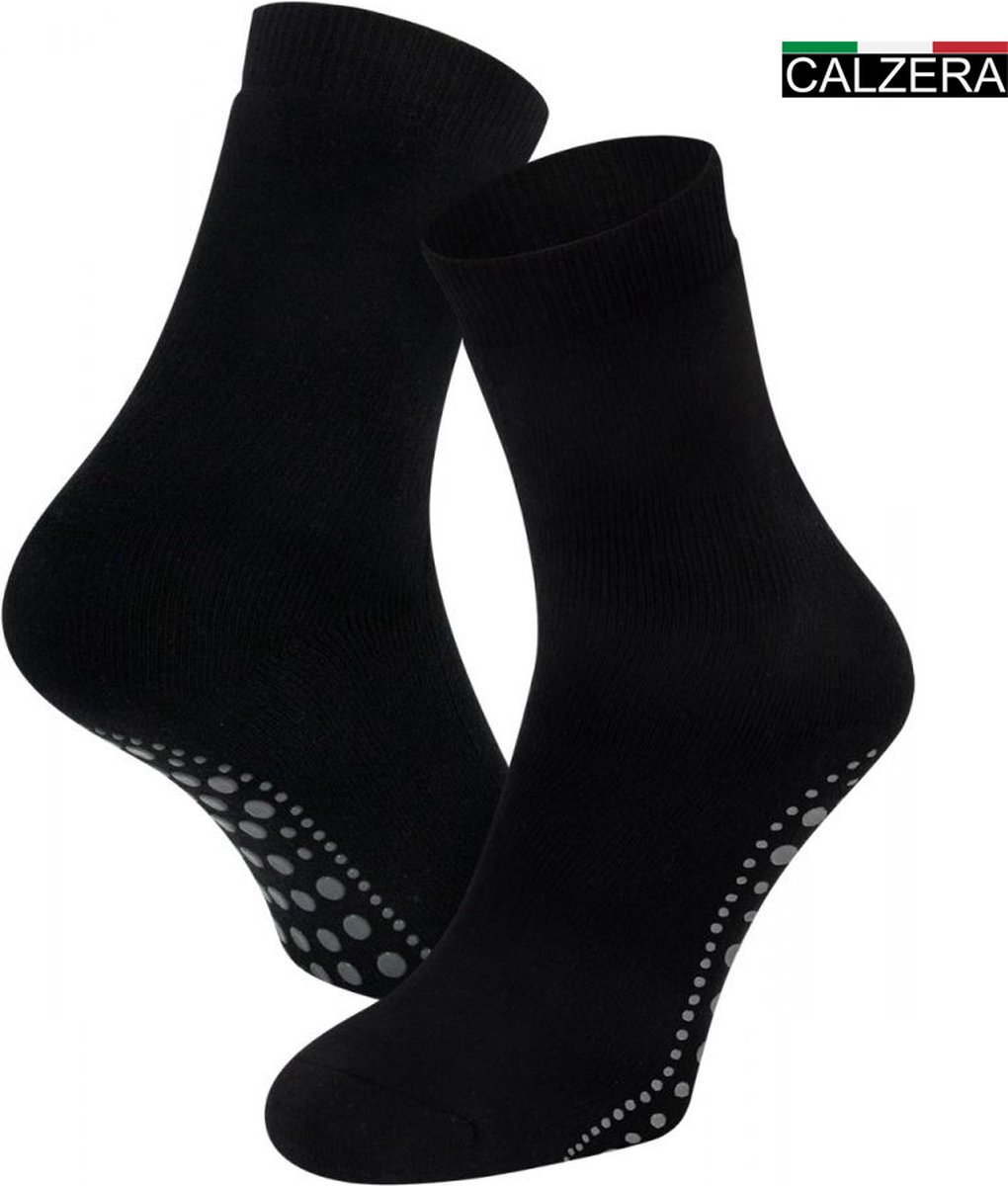 Calzera Huissokken anti slip - Antislip sokken - ABS - Zwart - Maat 43-46
