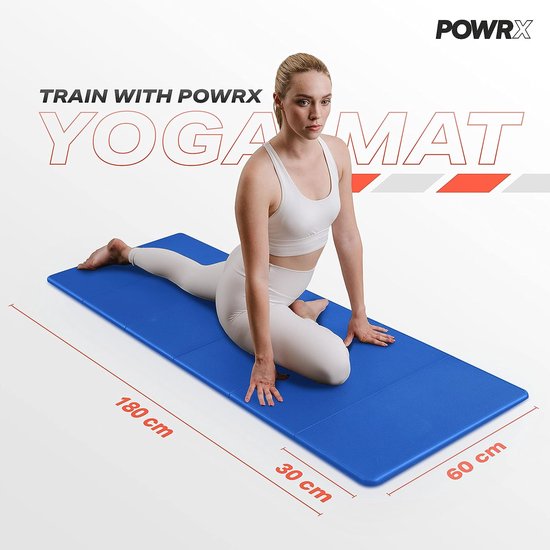 Gymnastiekmat opvouwbaar incl. workout PVC vrij 180 x 60 x 1,5 cm blauw of  zwart