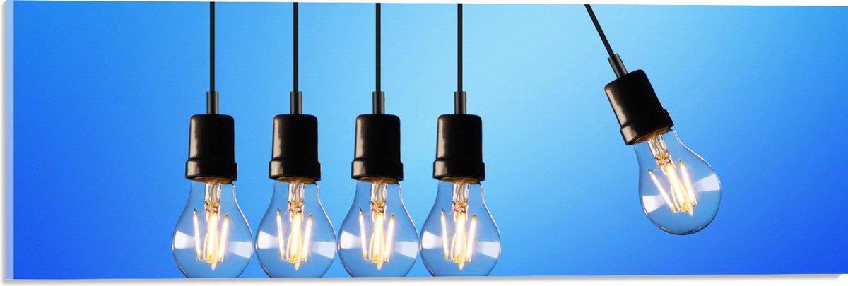 Acrylglas - Gloeilamp - Verlicht - Hangen - 60x20 cm Foto op Acrylglas (Wanddecoratie op A