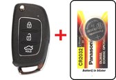 Autosleutel 3 knoppen met Batterij geschikt voor Hyundai Tuscon / Hyundai i10 / Hyundai i20 / Hyundai iX35 / Hyundai sleutel behuizing.