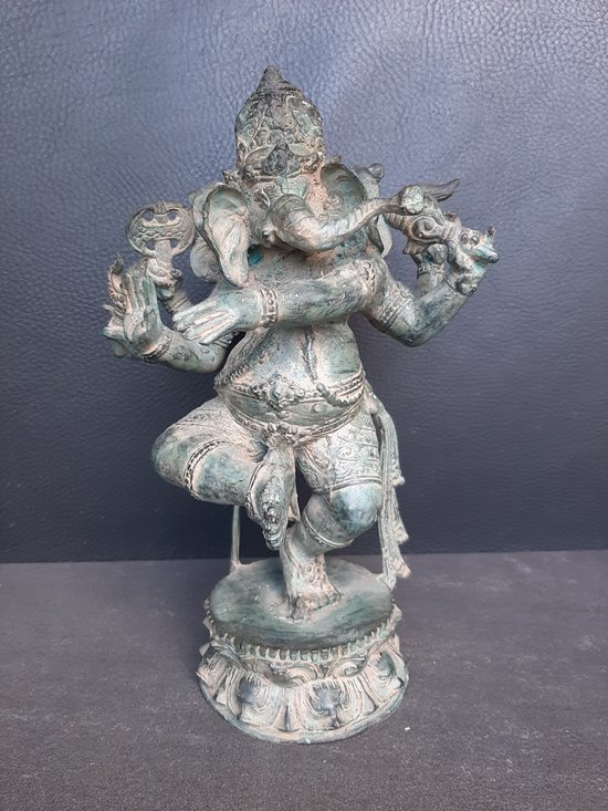 Statue en bronze de Ganesh/Ganapati à 3 faces/Inde/Asie
