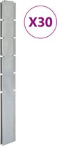 vidaXL - Schuttingpalen - 30 - st - 160 - cm gegalvaniseerd - staal - zilverkleurig