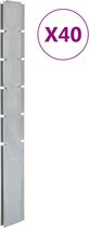 vidaXL - Schuttingpalen - 40 - st - 160 - cm gegalvaniseerd - staal - zilverkleurig