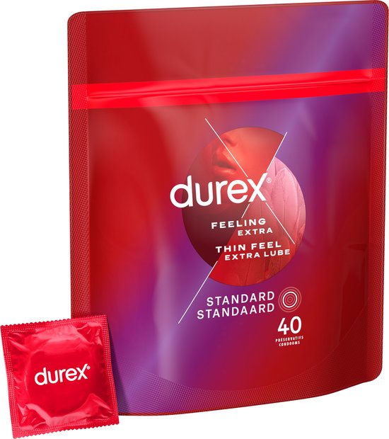 Durex Condooms - Thin Feel Extra Lube - Dun met Extra Glijmiddel - 40 stuks - Voordeelverpakking