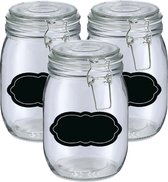 Weckpot/inmaakpot - 6x - 1L - glas - met beugelsluiting - incl. etiketten