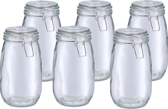 Zeller Weckpot/inmaakpot Alfie - 6x - 1.4L - glas - beugelsluiting - D11 x H22 cm