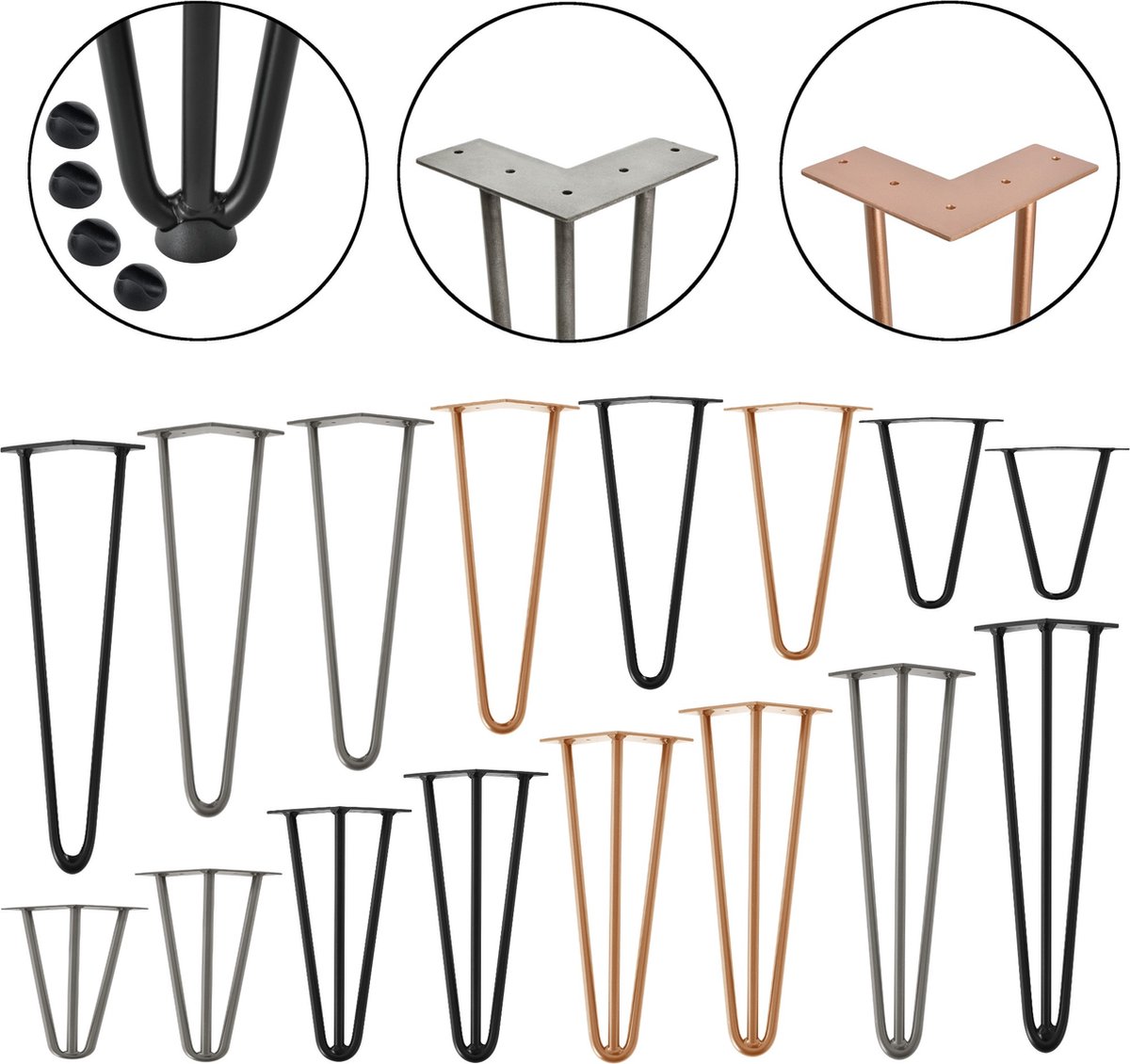 Hairpin Legs Joanne Pieds de table 3 points Set de 4 72 cm