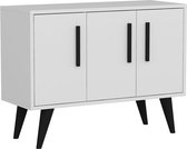 Commode Roxane - 69x90x35 cm - Wit en Zwart - Spaanplaat - Stijlvol Design