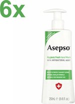 Asepso - Hygienic Fresh - Antibacteriële Handzeep/Zeeppomp - 6x 250ml - Voordeelverpakking