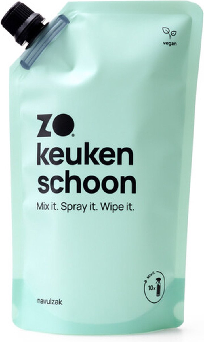 ZO Keuken Schoon Navulzak - Geconcentreerde Keukenreiniger - Voor 10 x navullen - 100% Natuurlijk en Vegan - Citroengeur