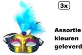 3x Masque vénitien Valentino couleurs assorties - Masque pour les yeux - Fête à Thema festival carnaval masque pour les yeux amusant