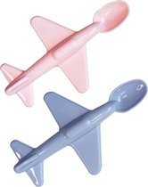 Vliegtuig Lepel Roze Blauw - Baby Lepel - Kinderbestekset - Kinderbestek Plastic