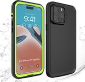 Cazy iPhone 15 Pro Max hoesje - Waterdicht Hoesje - Bruikbaar tot 2 Meter Diepte - Water, Dirt, Snow en Dropproof - 360 Graden Bescherming - Zwart / Groen