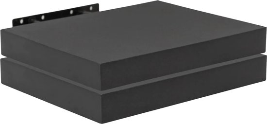 Happyment Etagère Murale Noire - 25 cm - Etagères Murales Flottantes Contre Mur - Support Mural - Etagère Photo Chambre Enfant - Bibliothèque - Bois MDF - Set de 2